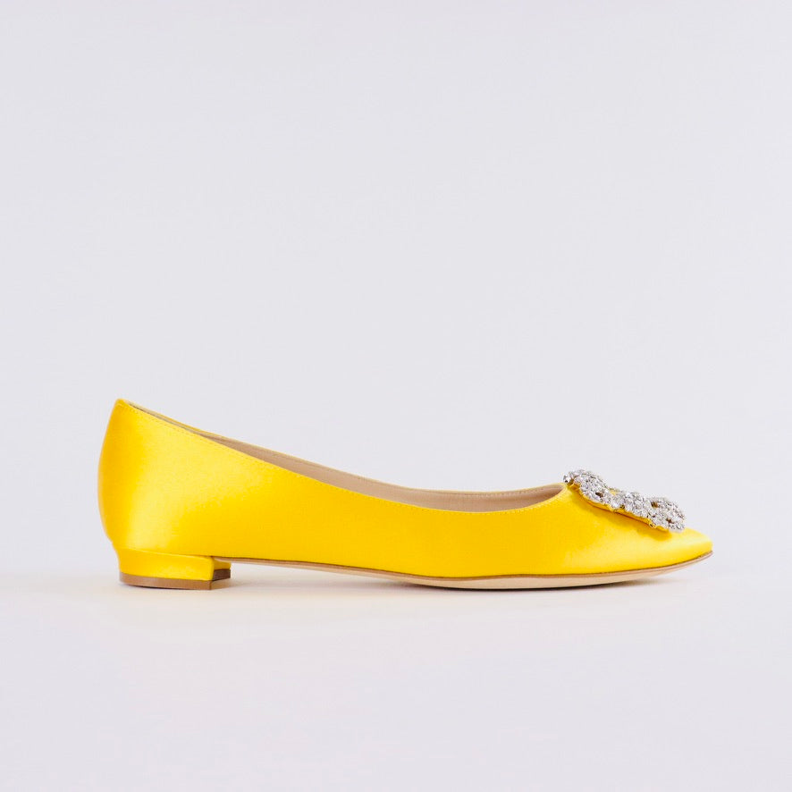 MANOLO BLAHNIK Hangisi Satin Ballet Flats
