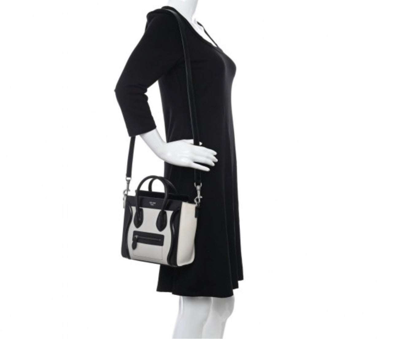 Celine Micro Bi-Color Luggage Black/White