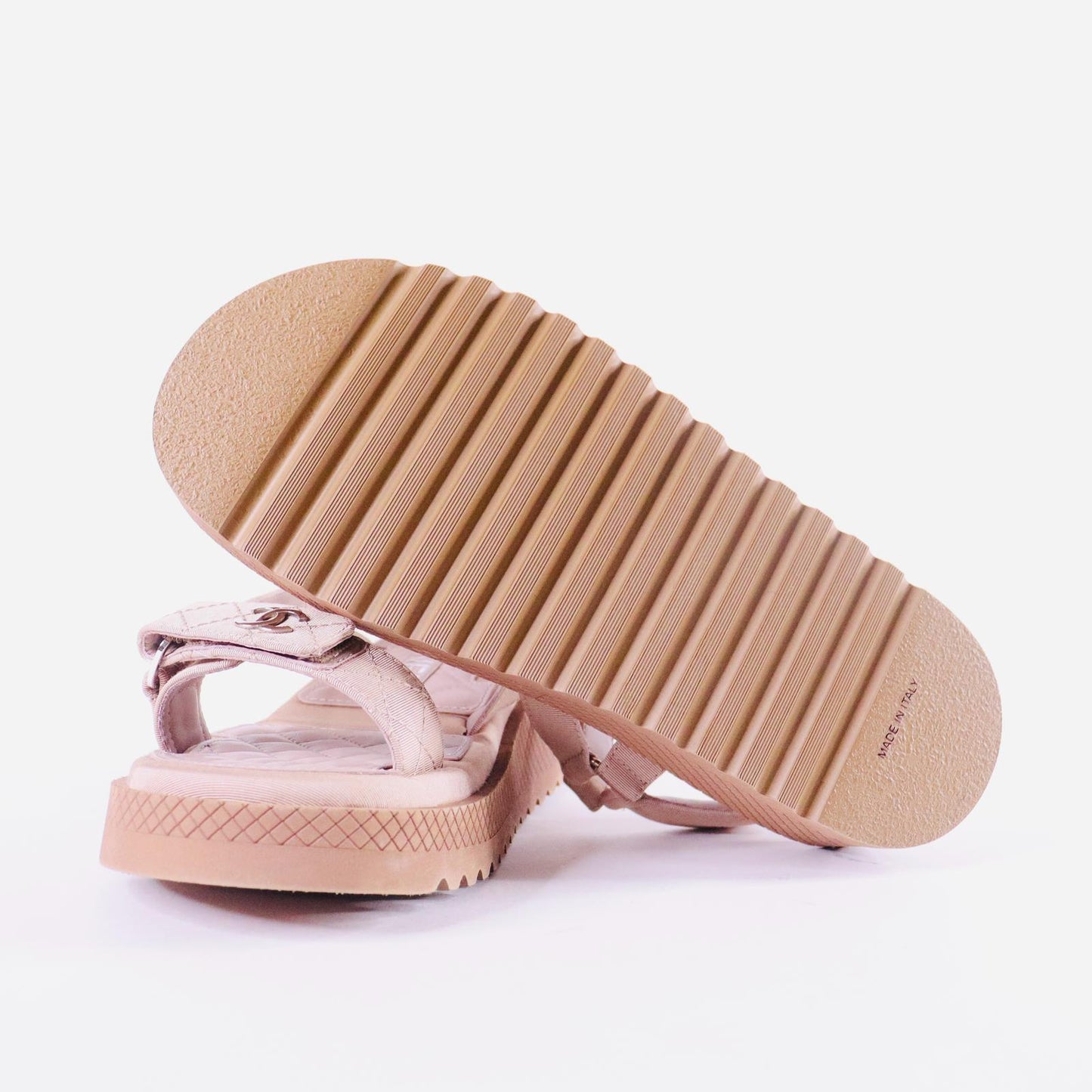 CC Lambskin Logo Platform Sandals