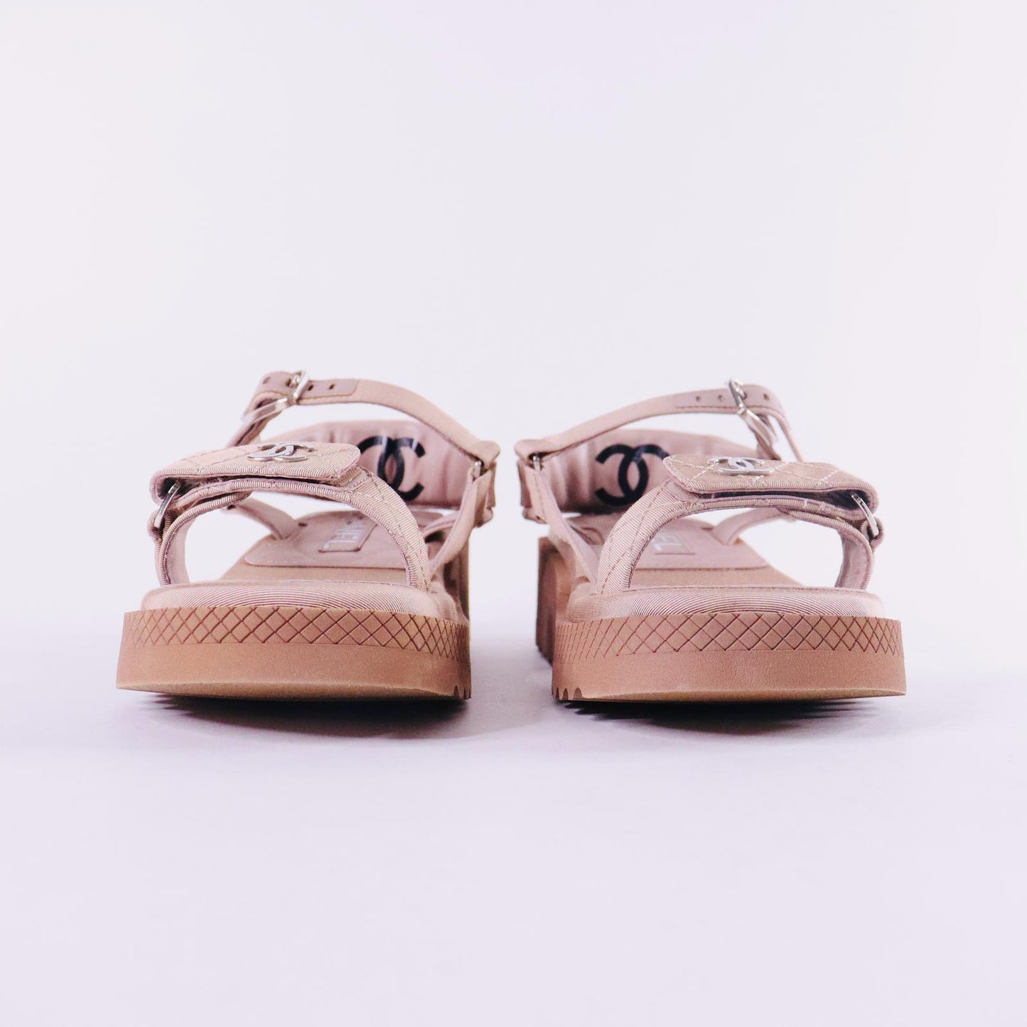 CC Lambskin Logo Platform Sandals