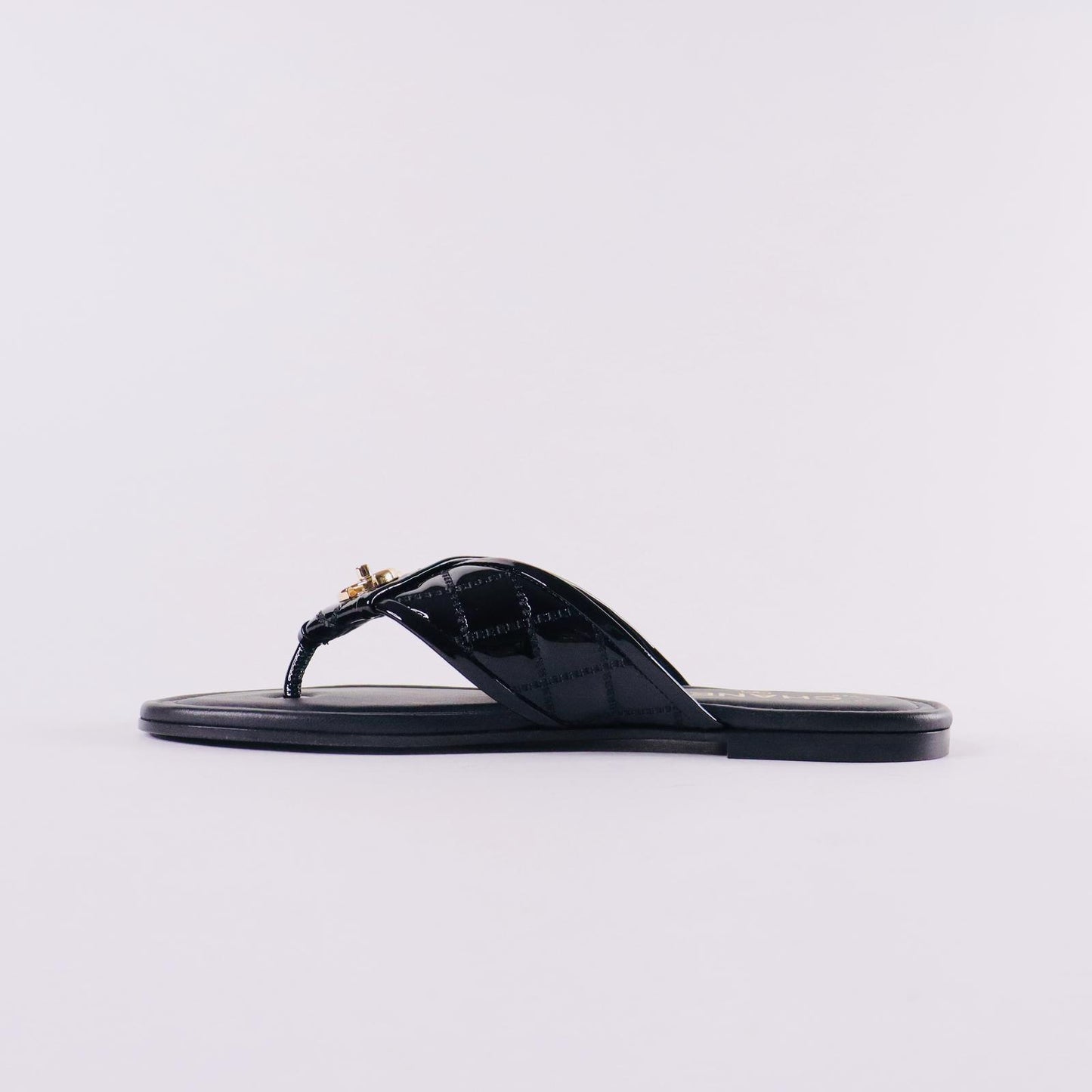 Patent CC Quilted Sandals