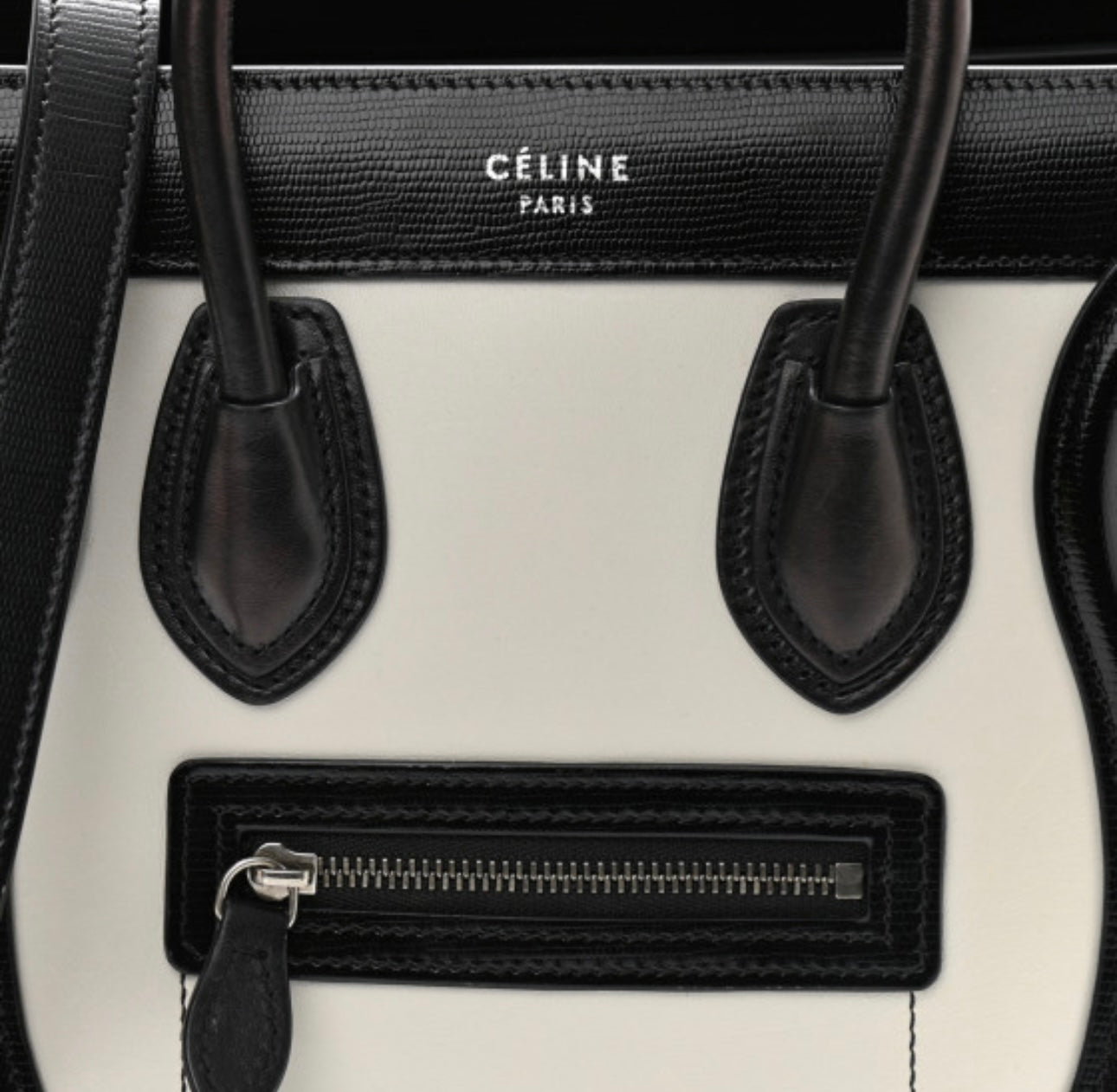 Celine Micro Bi-Color Luggage Black/White