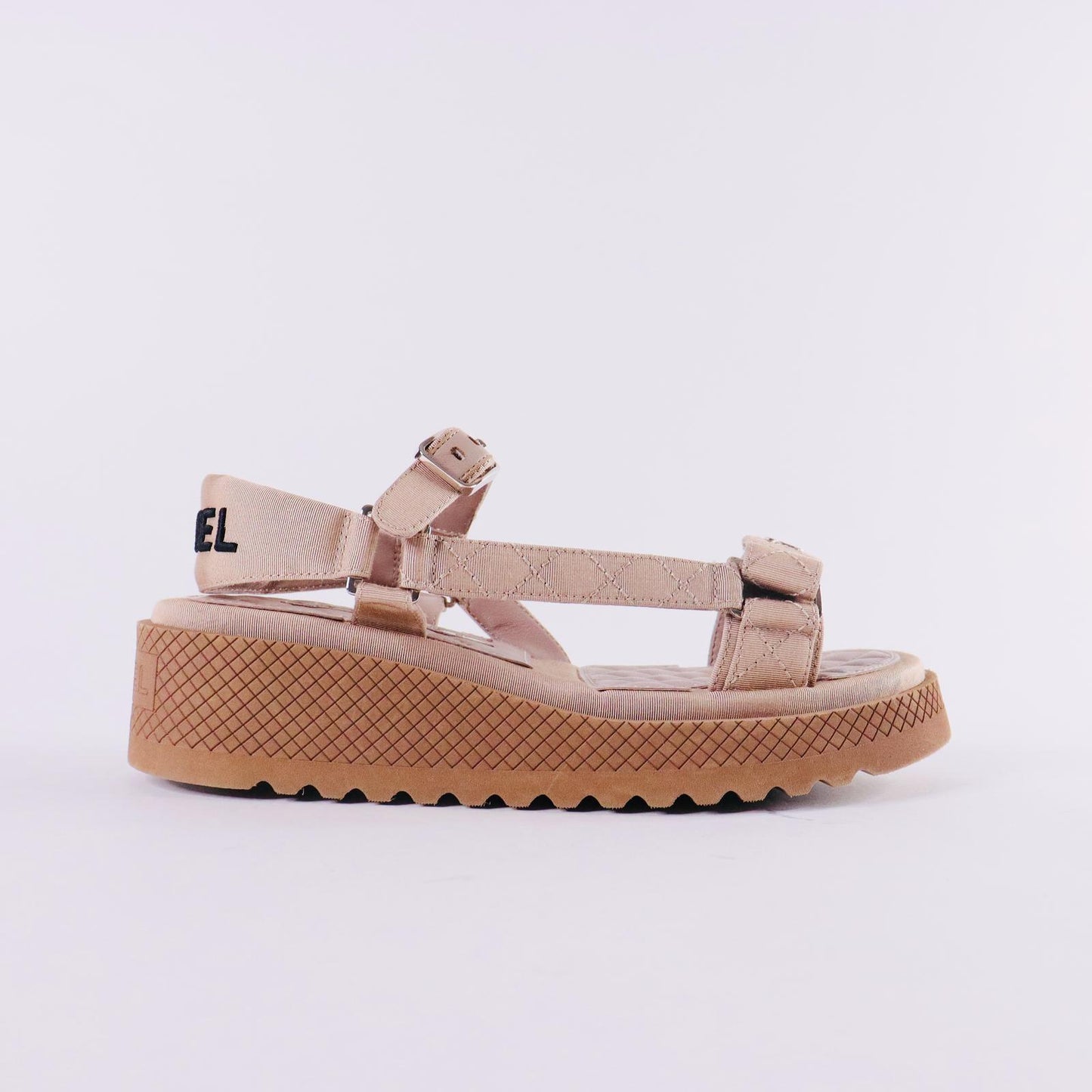CC Lambskin Logo Platform Sandals