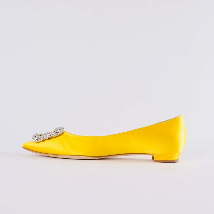 MANOLO BLAHNIK Hangisi Satin Ballet Flats