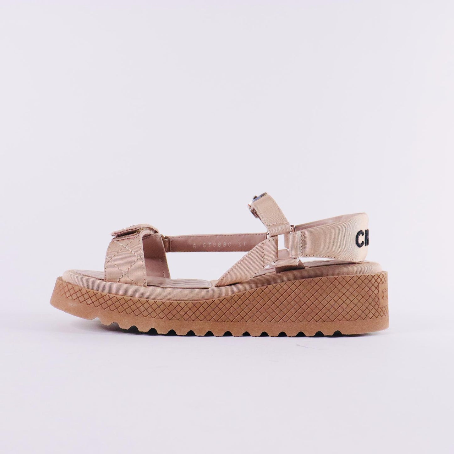 CC Lambskin Logo Platform Sandals