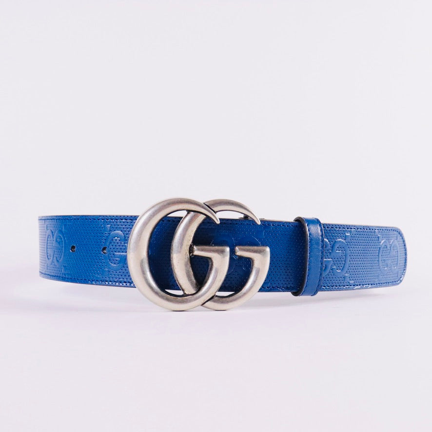 GUCCI GG Embossed Leather Belt