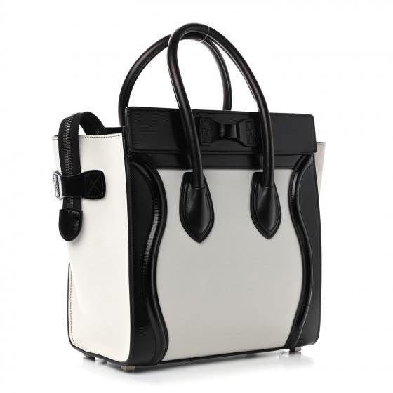 Celine Micro Bi-Color Luggage Black/White