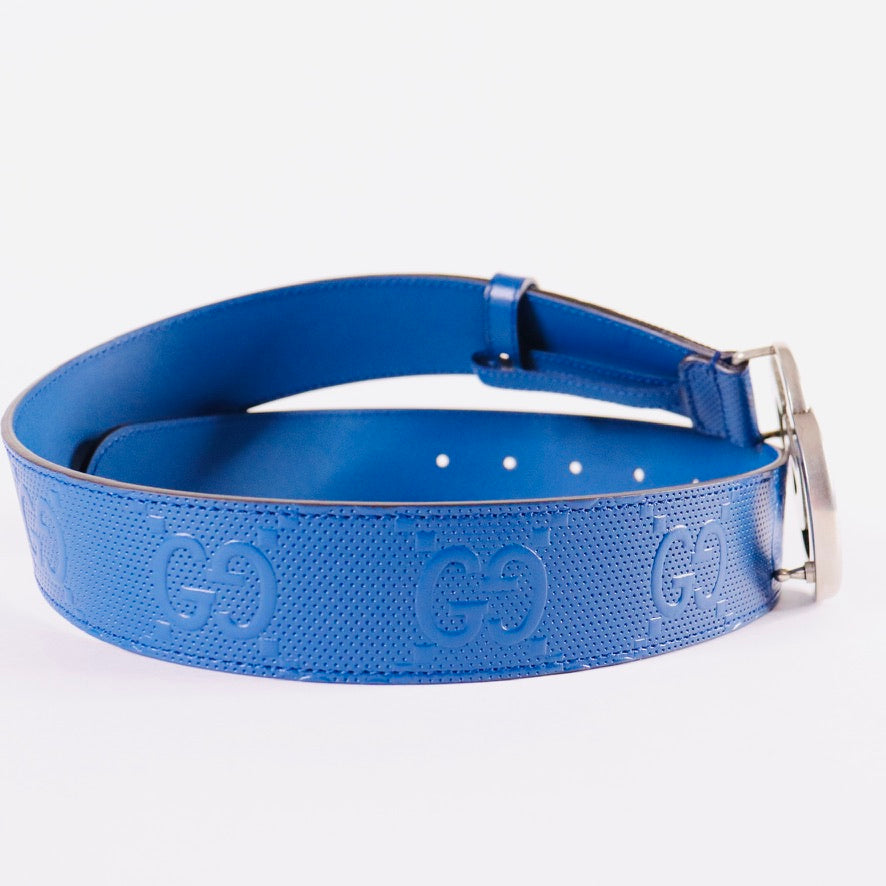 GUCCI GG Embossed Leather Belt