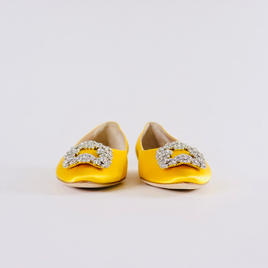 MANOLO BLAHNIK Hangisi Satin Ballet Flats